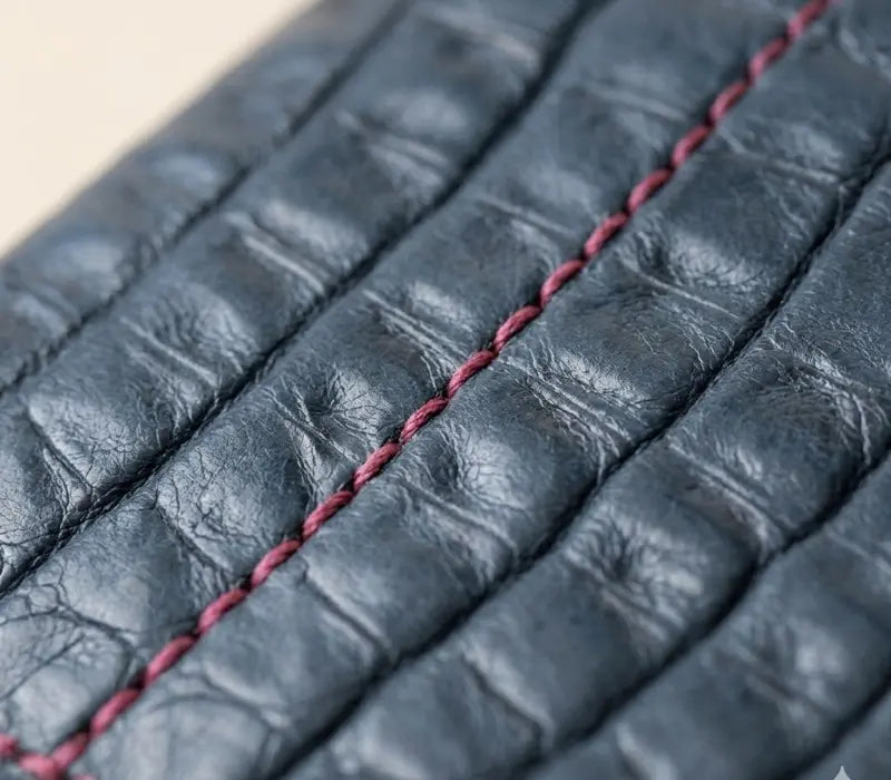 Navy Blue Croc Embossed Handmade Bifold Wallet | JJ Leather Crafts