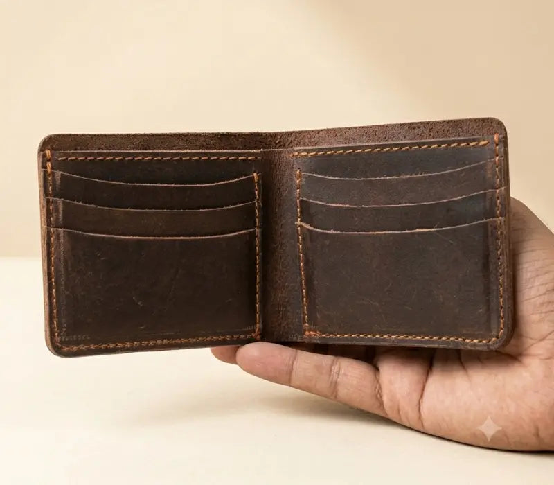 Dark Brown Bifold Handmade Leather Wallet | JJ Leather Crafts