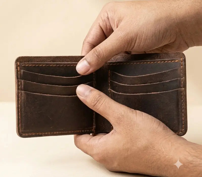 Dark Brown Bifold Handmade Leather Wallet | JJ Leather Crafts