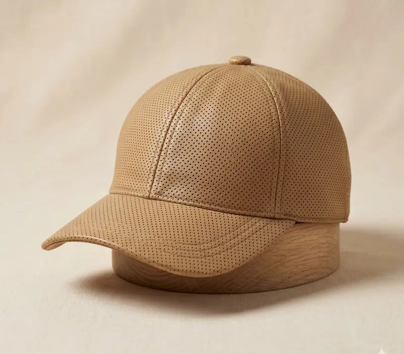 Beige mesh cap on a beige background