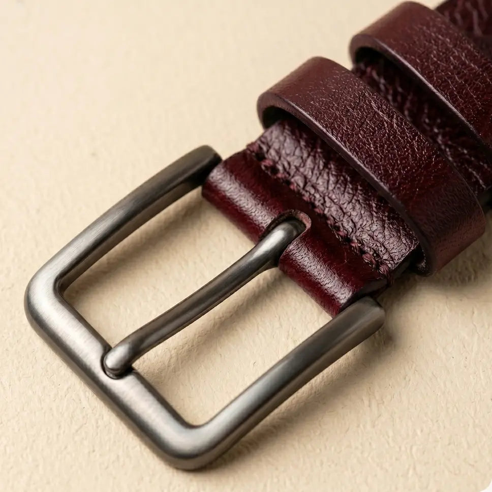 Burgundy Full-Grain Handmade Leather Belt – Dress Formal | JJ Leather Crafts